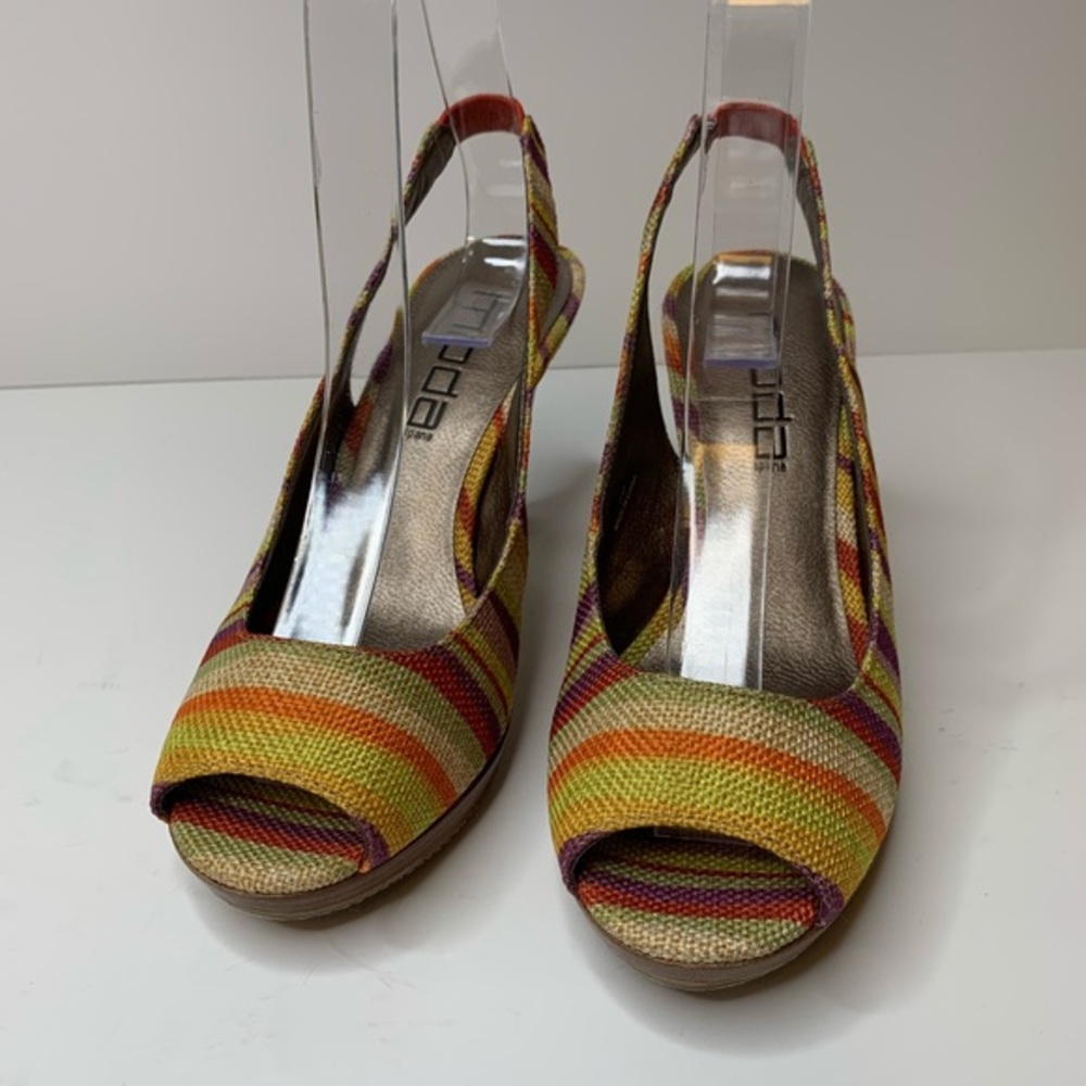 MODA Striped Slingback Heels Size‎ 6